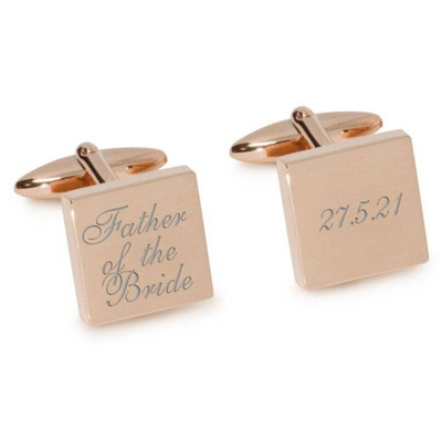 Father of the Bride Wedding Date Engraved Cufflinks in Rose Gold