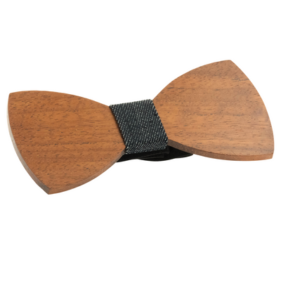 Dark Wood Black Dot Fabric Adult Bow Tie