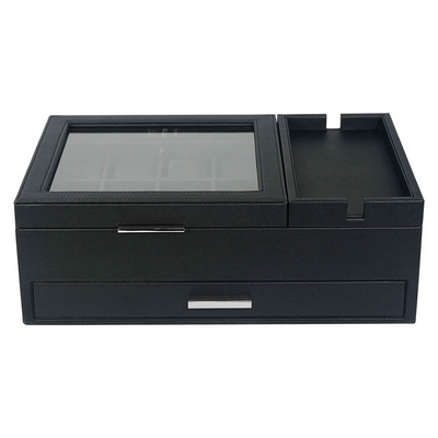 8 Slots Watch Box with Drawer in Black