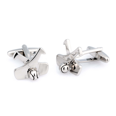 Hockey Sticks and Ball Silver Cufflinks