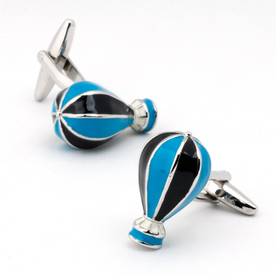 Hot Air Balloon Cufflinks Blue and Black