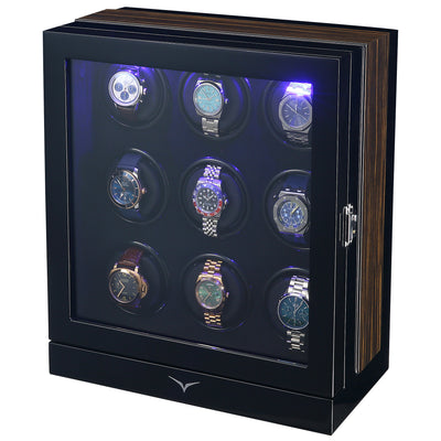 Sydney Watch Winder Box for 9 Watches in Black