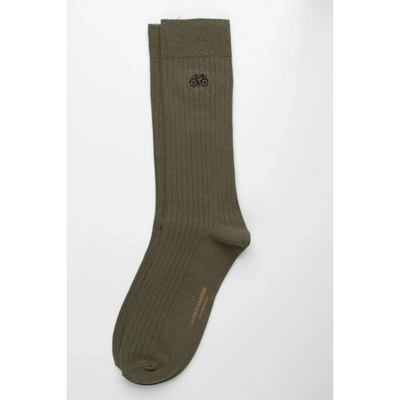 Olive Ribbed Socks