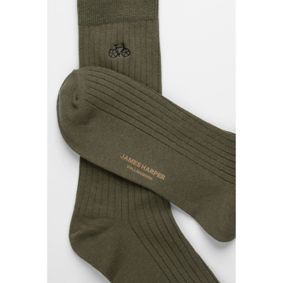 Olive Ribbed Socks