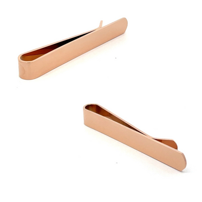 Engravable Shiny Rose Gold Tie Bar with curved end 50mm