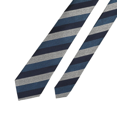 Navy Silver Silk Stripe Tie