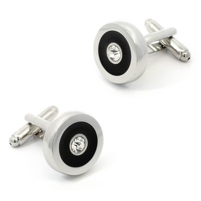 Black Crystal Highset Button Cufflinks