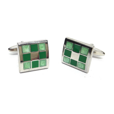 Nine Panel Green Cufflinks