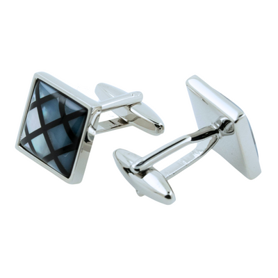 Black Crisscross on Mother of Pearl Cufflinks