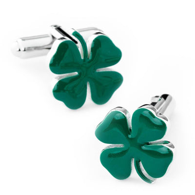 Green Lucky Four Leaf Clover Cufflinks