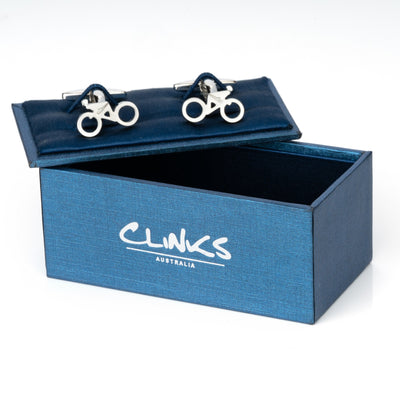 Styled Racing Bicycle with Cyclist Cufflinks