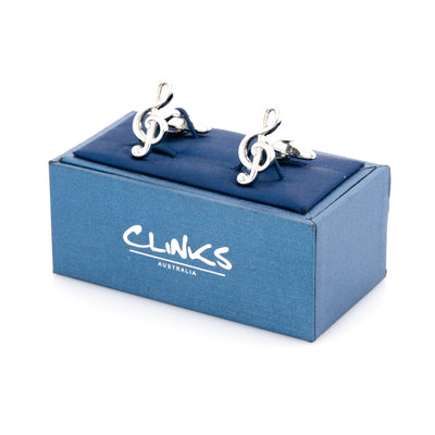 Treble Clef Silver Cufflinks