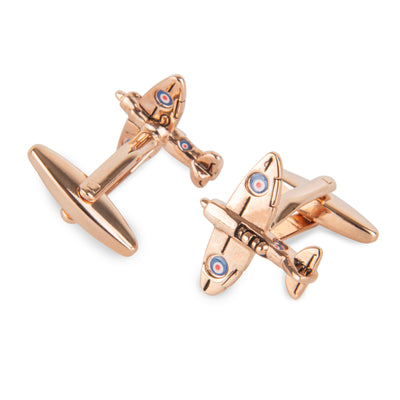 Rose Gold Spitfire Airplane Cufflinks