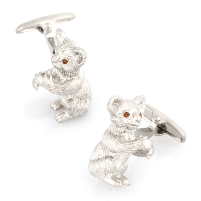 Silver Koala Cufflinks with Crystal Eyes