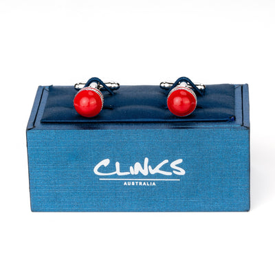 Red Cricket Ball Cufflinks