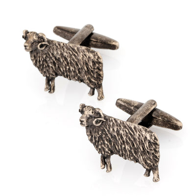 Ram Cufflinks in Antiqued Silver