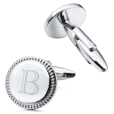 Silver Initial Round Cufflinks