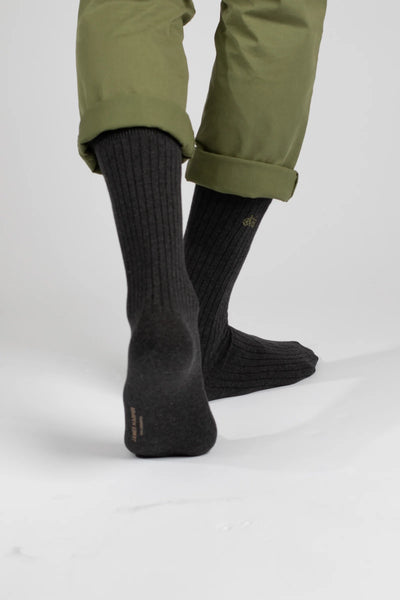 Charcoal Marle Ribbed Socks