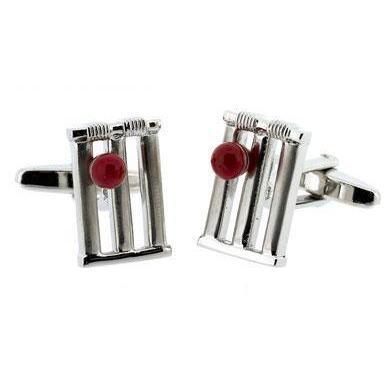 Cricket Wicket and Red Ball Cufflinks