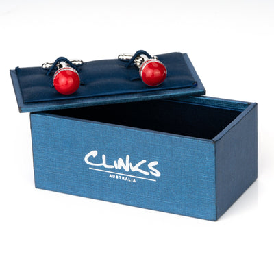 Red Cricket Ball Cufflinks