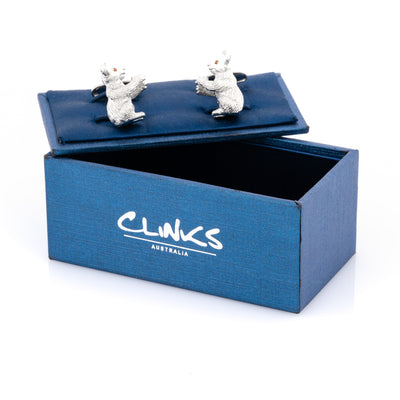 Silver Koala Cufflinks with Crystal Eyes