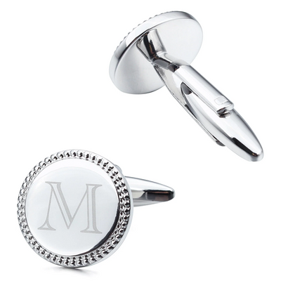 Silver Initial Round Cufflinks