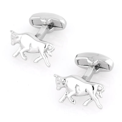 Charging Bull Silver Cufflinks