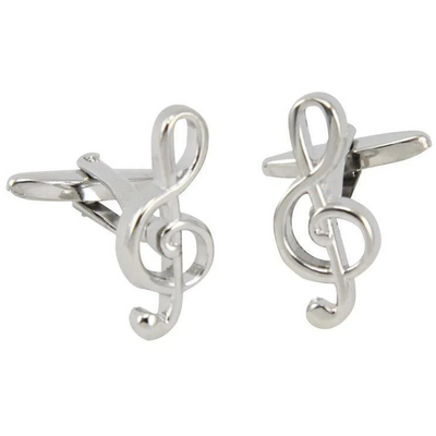 Treble Clef Silver Cufflinks