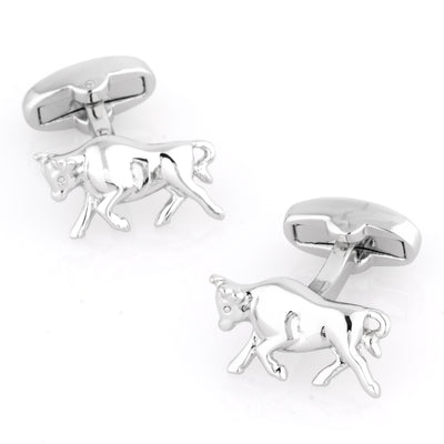 Charging Bull Silver Cufflinks