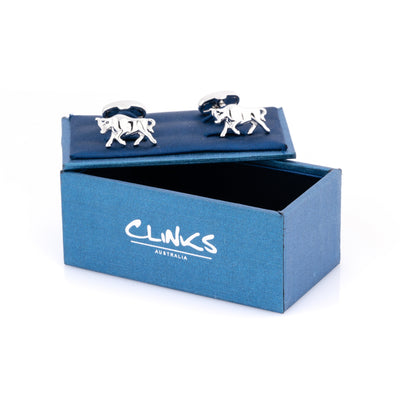 Charging Bull Silver Cufflinks